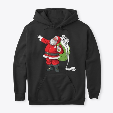 Santa With Face Mask And Toilet Paper Black T-Shirt Front