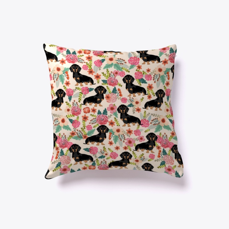 Cute Dachshund Floral Christmas