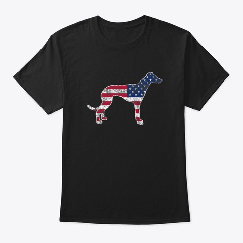 Greyhound 4 Th Of July American Flag Patr Black T-Shirt Front