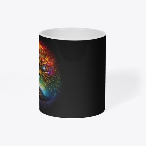 Rainbow Tree Of Life Design Black T-Shirt Right