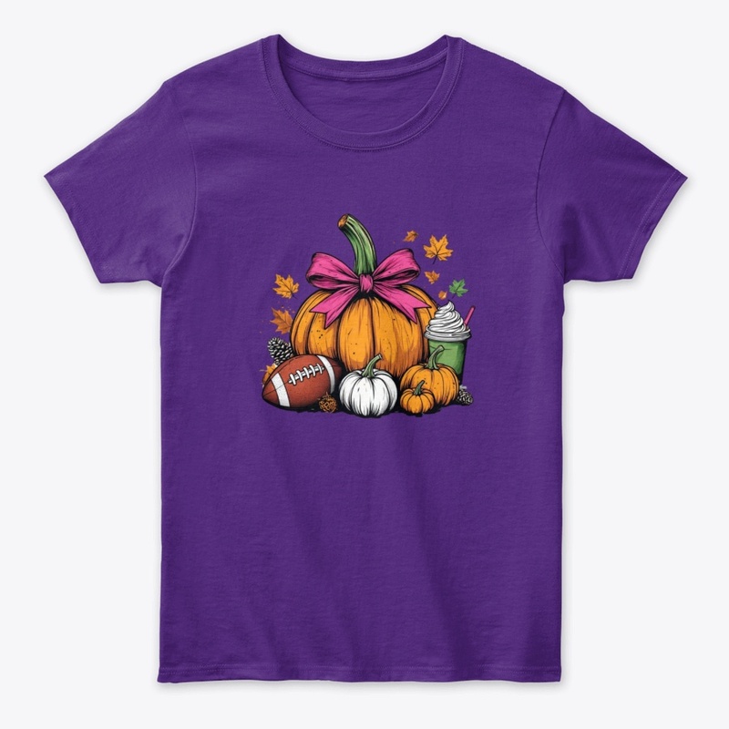 Pumpkin, Pink Bow & Football Fall Vibes 