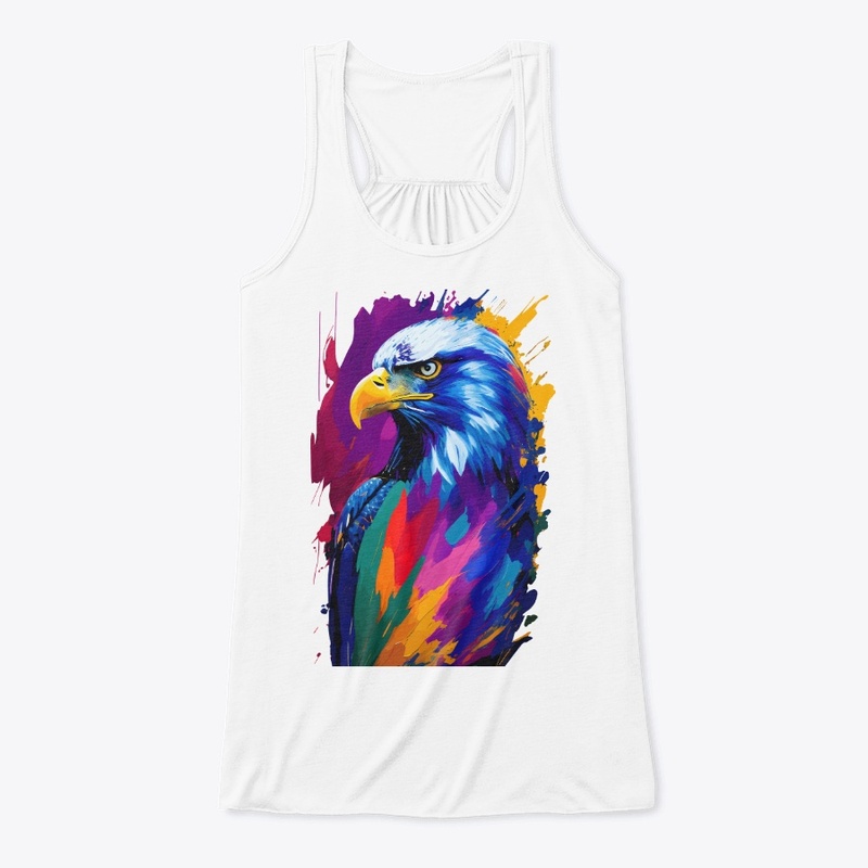 Vibrant Eagle in colorful splatter, left