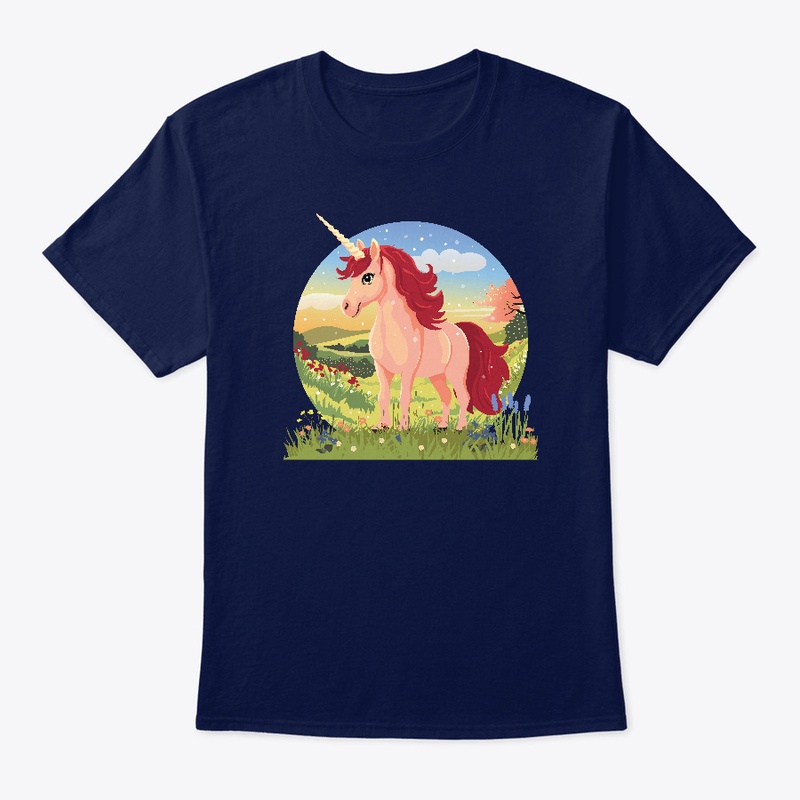 cute unicorn in a spring landscape