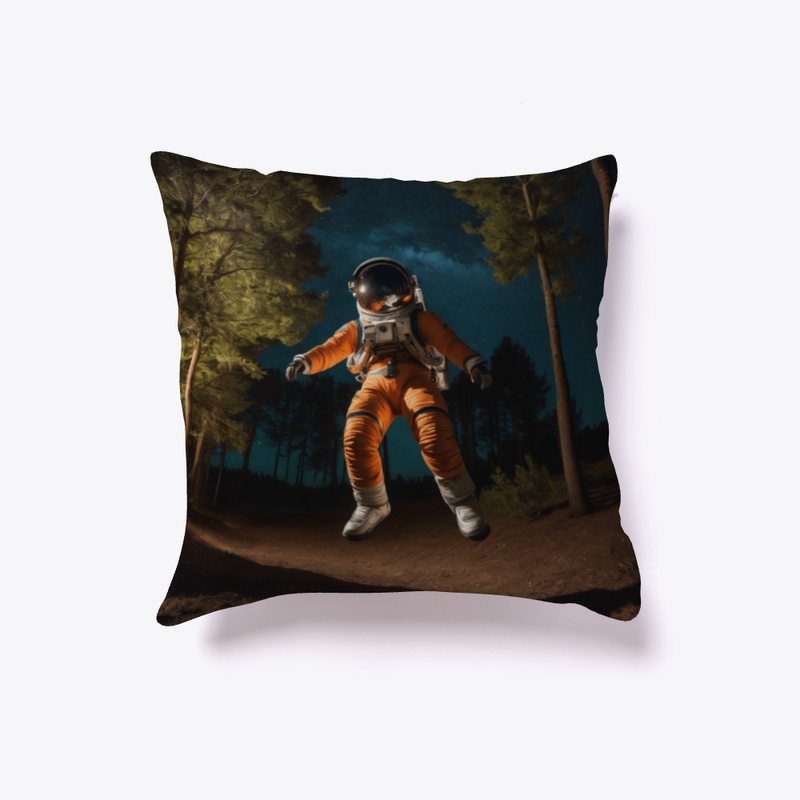 A spaceman leaping in the air
