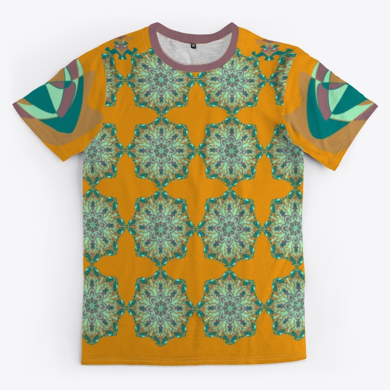 T shirt: Green & brown pattern