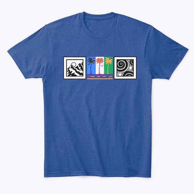 Blocks- Sea, Palm Trees, Swirls.