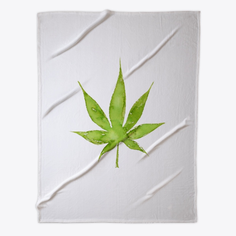Cannabis leaf in pale sage watercolor