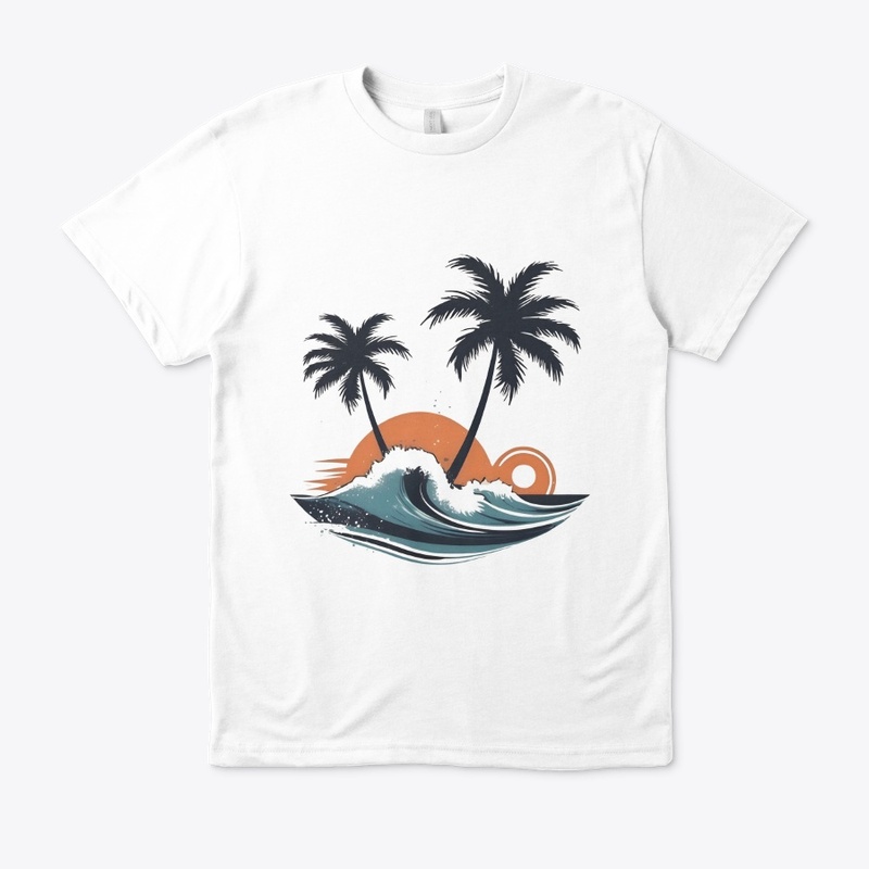 Stylish Palm & Wave Tee: Beach Vibes!"