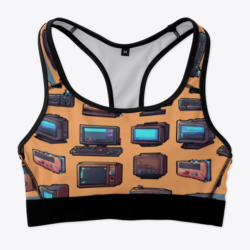 Tech Scrap Icons-Pixel Art sports bra