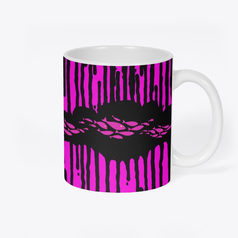 Hot Pink Paint dripping with fish