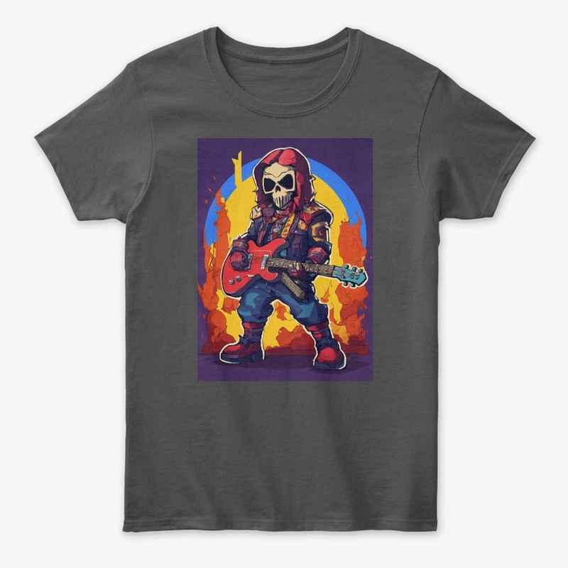 Rock and roll skull sticker tee