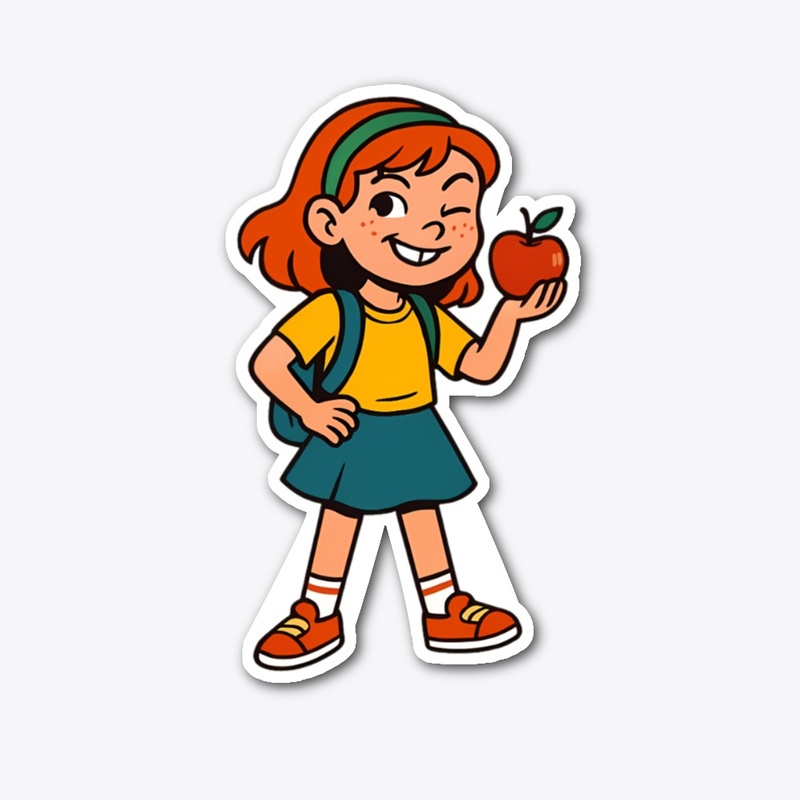 Winking School Girl Cartoon Art
