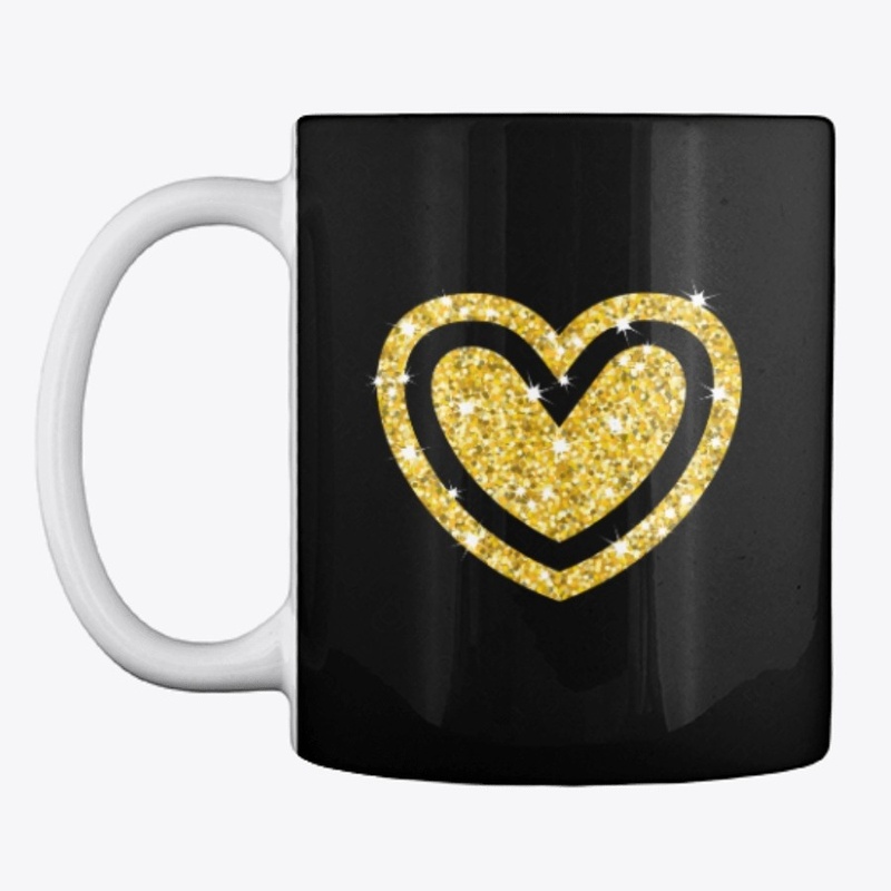 Gold Glitter Heart in Heart 