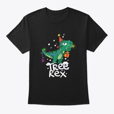 Funny Tree Rex Black T-Shirt Front