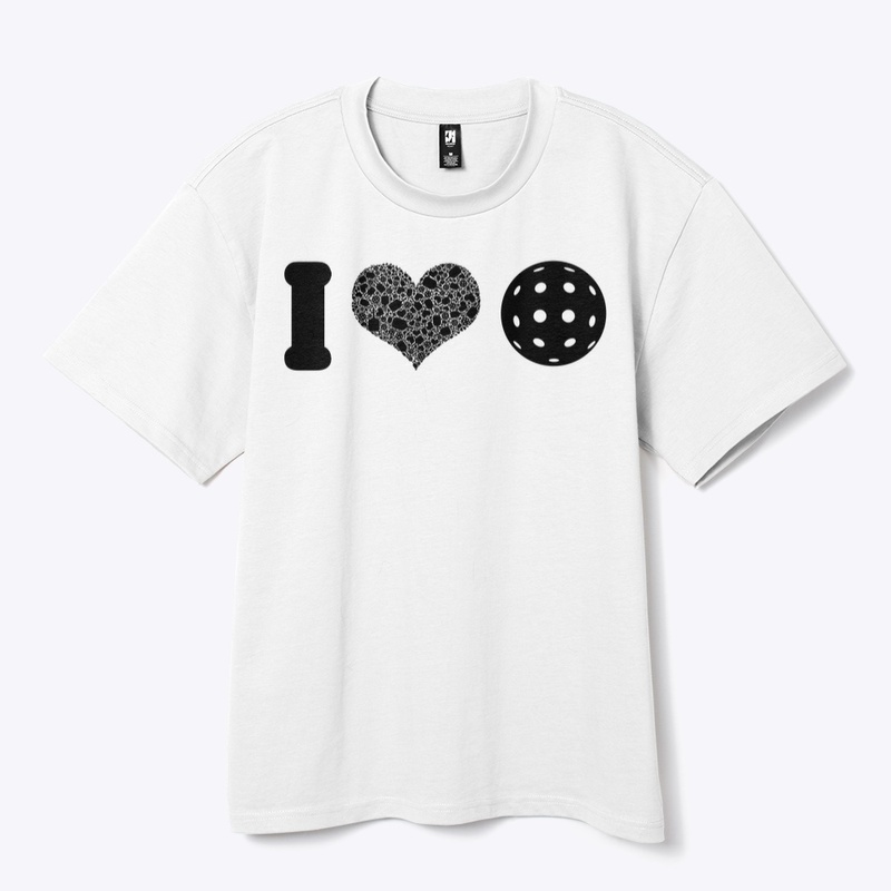 I Heart Pickleball Black w/ Outdoor ball