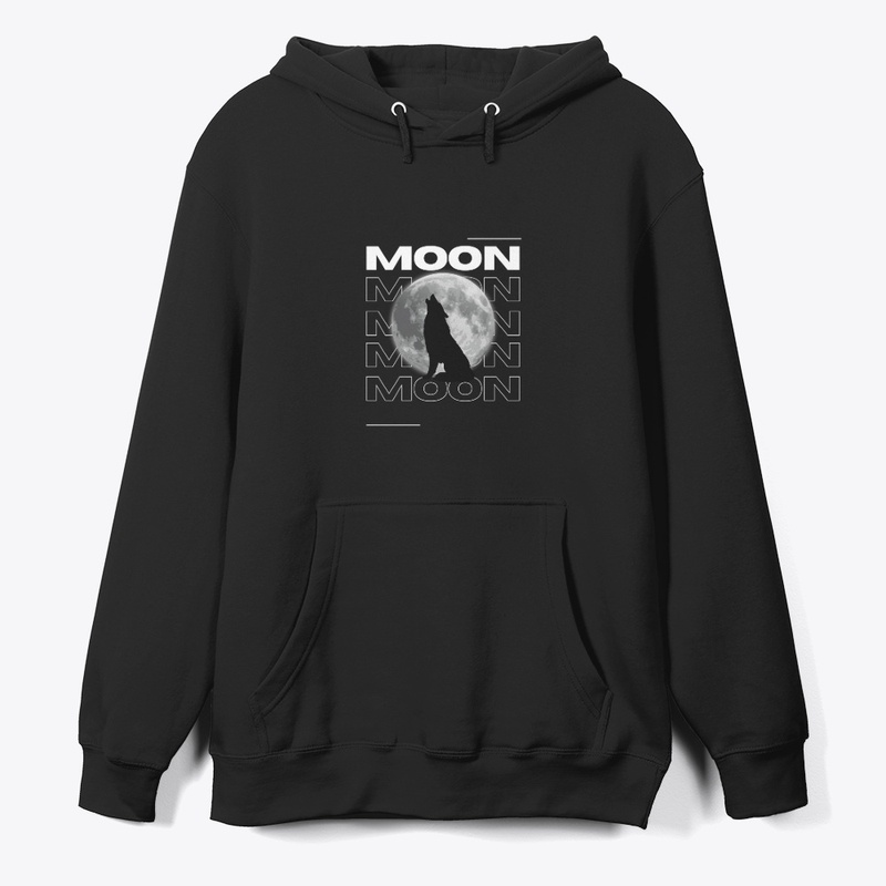 Night wolf design With moon