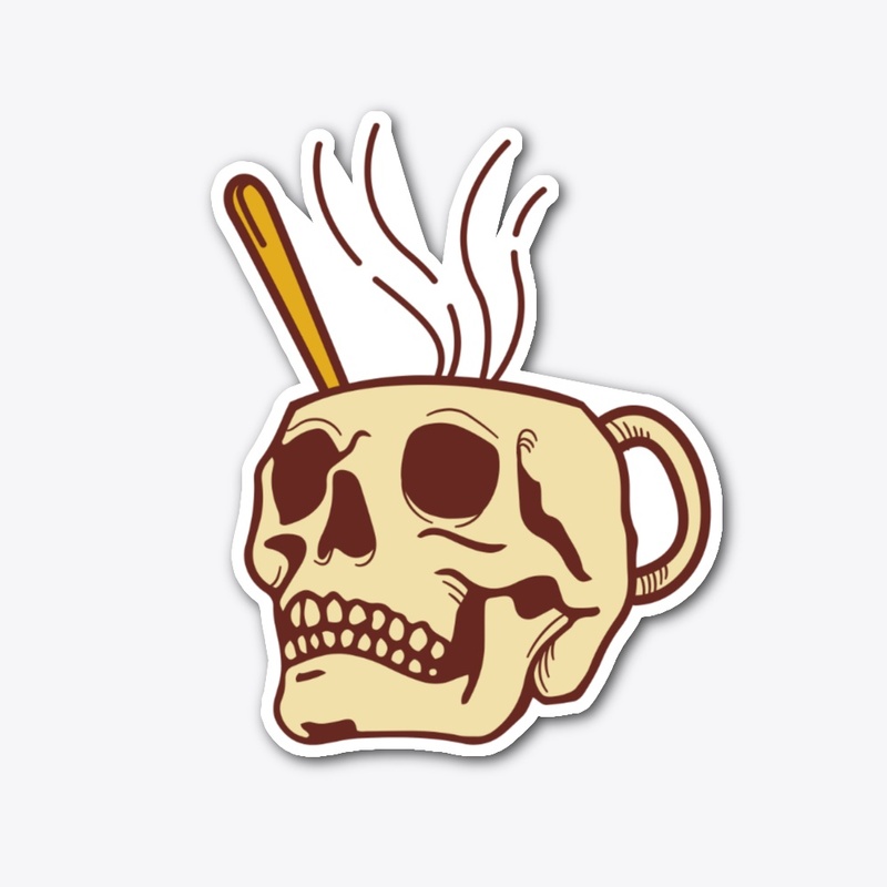 Cup skull hot sticker