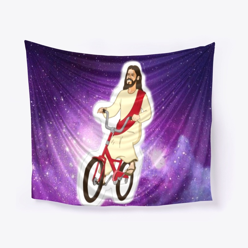 Christ on a bike Flag