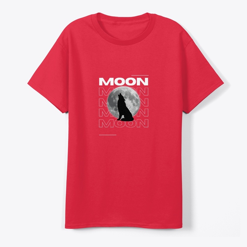 Night wolf design With moon