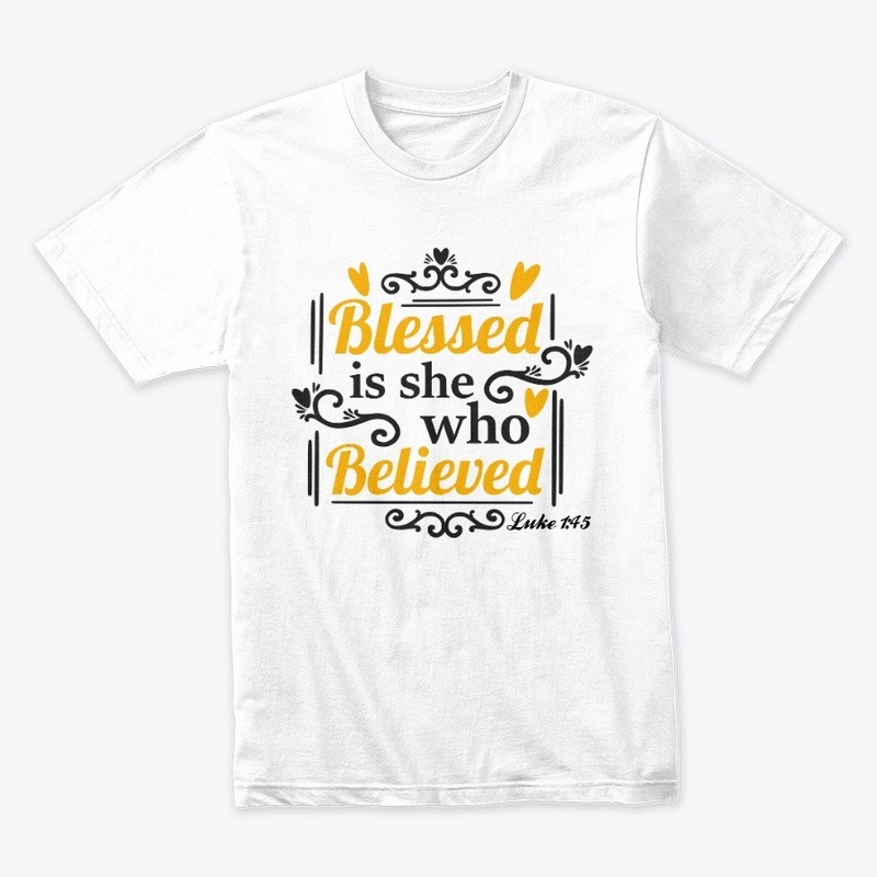 Luke 1:45 T-Shirt and Face Mask 
