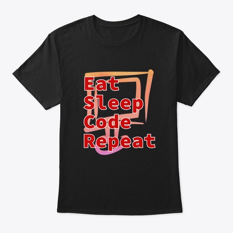 Eat Sleep Code Repeat Black T-Shirt Front