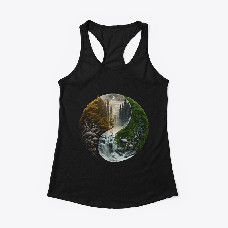  landscape forest waterfall yin yang