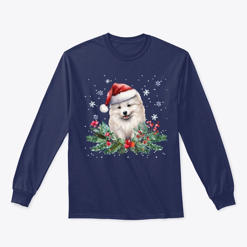 Cute dog, Christmas hat Winter dark tee