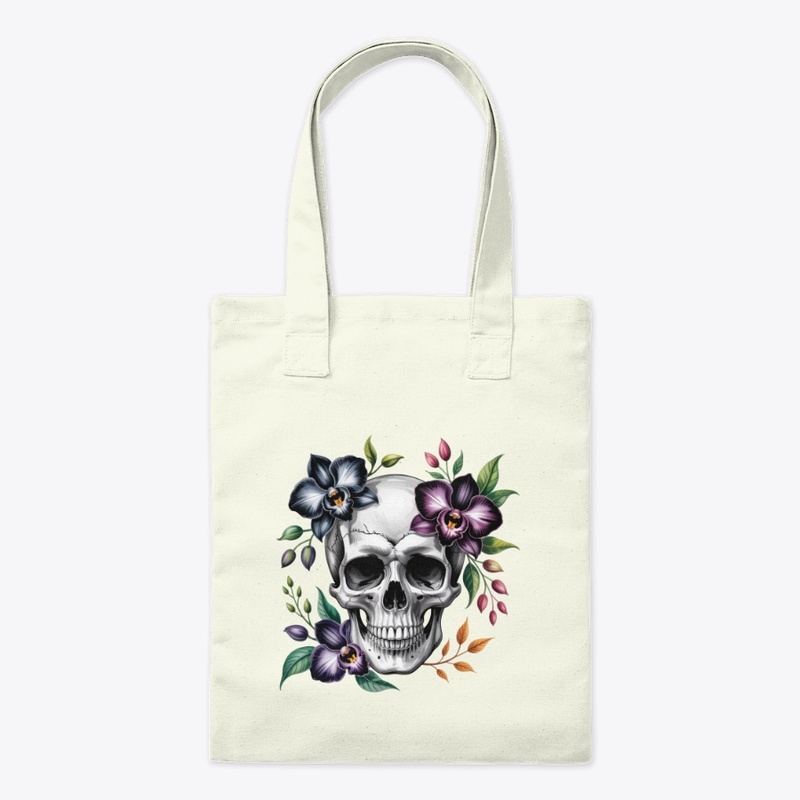 Skull and orchids