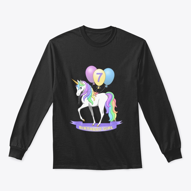 Pretty Rainbow Unicorn 7Th Birthday Girl