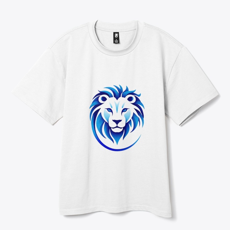 Majestic Blue Lion Head T-Shirt Design