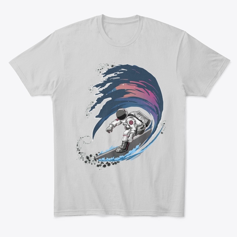 Astronaut surfing on asteroid belt