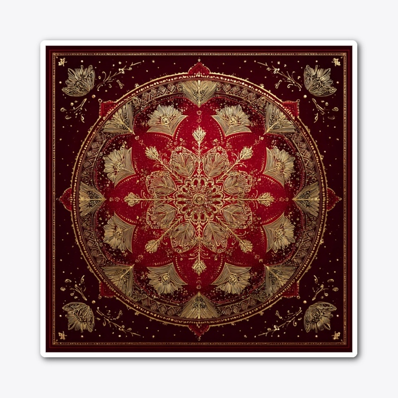 Red Gold Mandala Vintage Design