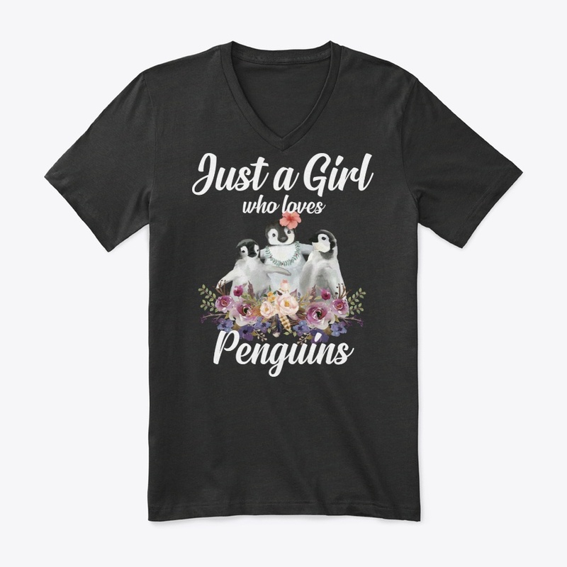 Girl Loves Penguins Watercolor Style