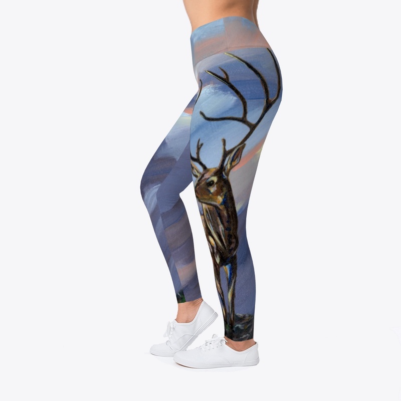 Stag on the mountain by moonlight 