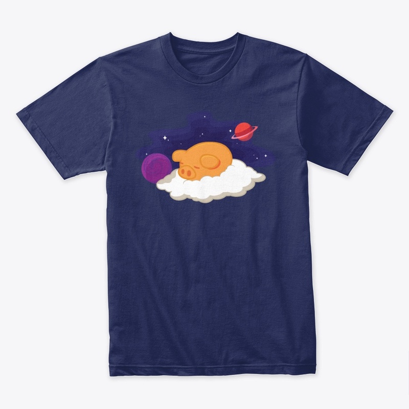 Little pig sleeping on the cloud