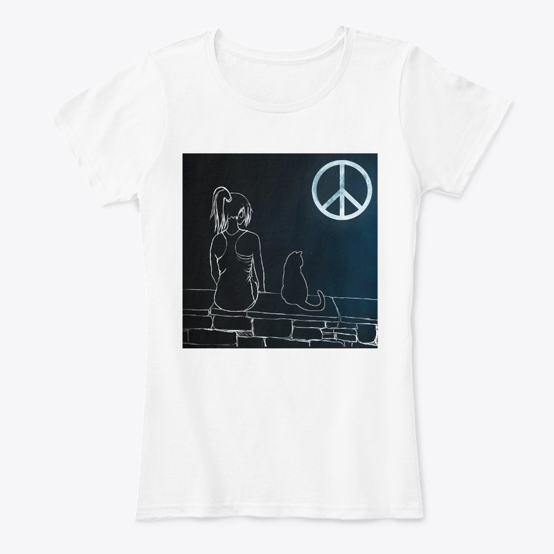 Cat Moon Girl Peace
