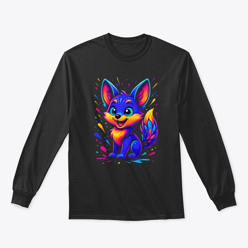 Colorful Cute Fox Neon Art Tee