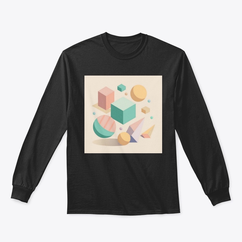 floating geometric shapes in pastel 