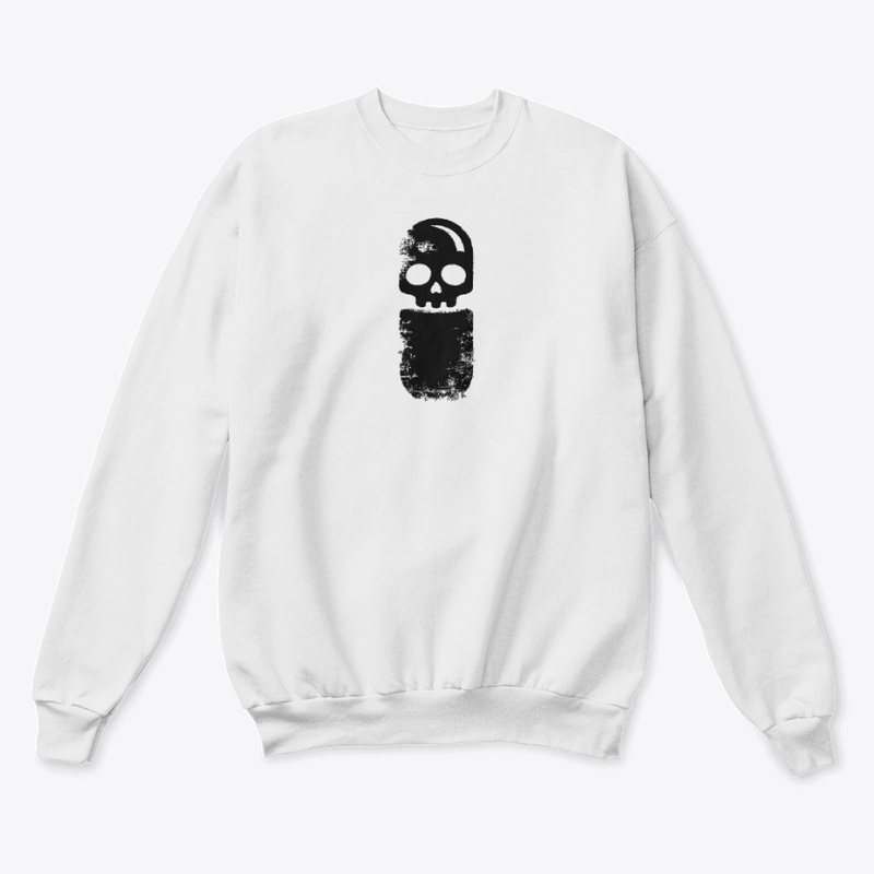 Black on White Pill Skull