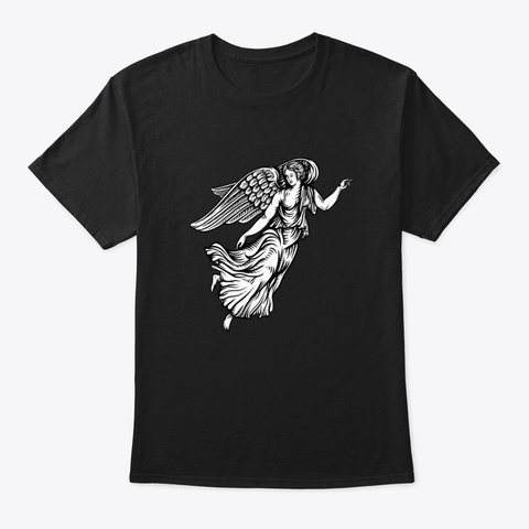 Angel Woman Flying Black T-Shirt Front