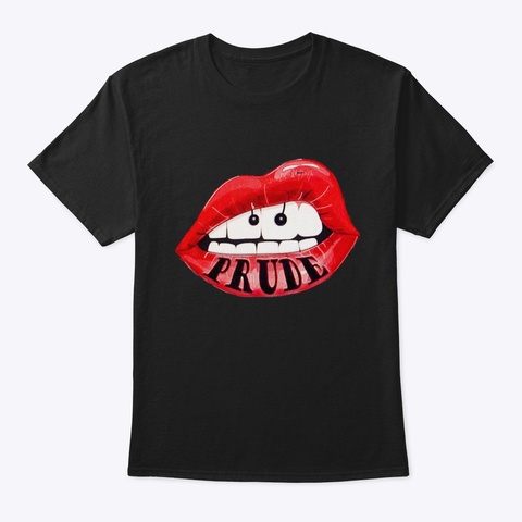 Prude Red Lips Black Maglietta Front