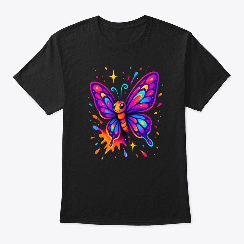 Colorful Neon Butterfly Cartoon Art