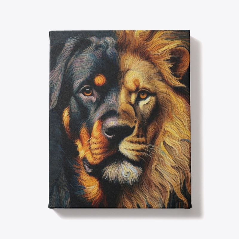 A Rottweiler and a Lion