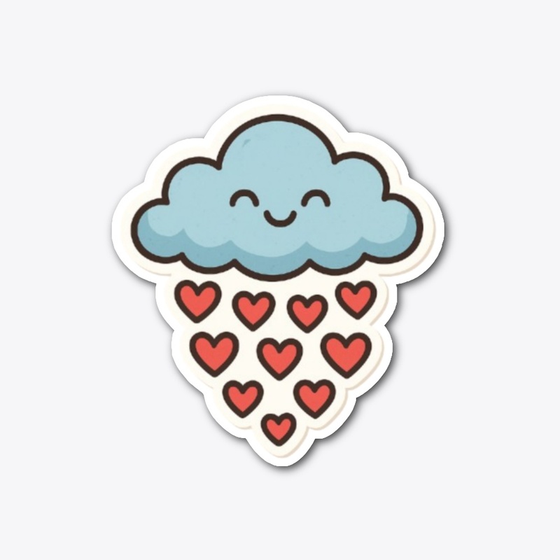 Happy Rain Cloud Showering Love Hearts