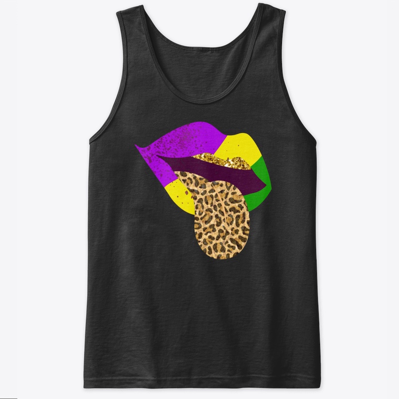 Leopard Pattern Mardi Gras Kiss Lips Lon