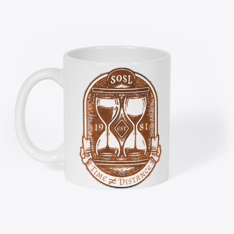 Time is not distance mug in java brown