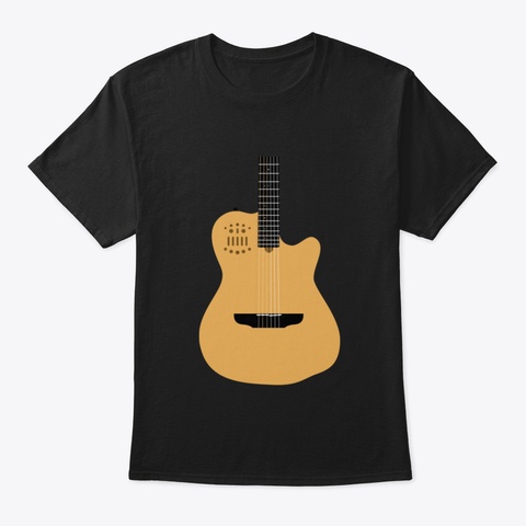 Acoustic Guitar Illustration In My Style Black T-Shirt Front