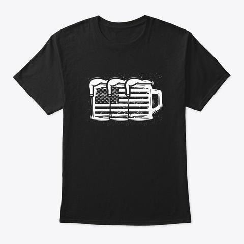 Beer American Flag Funny 4 Th Of July Gif Black T-Shirt Front