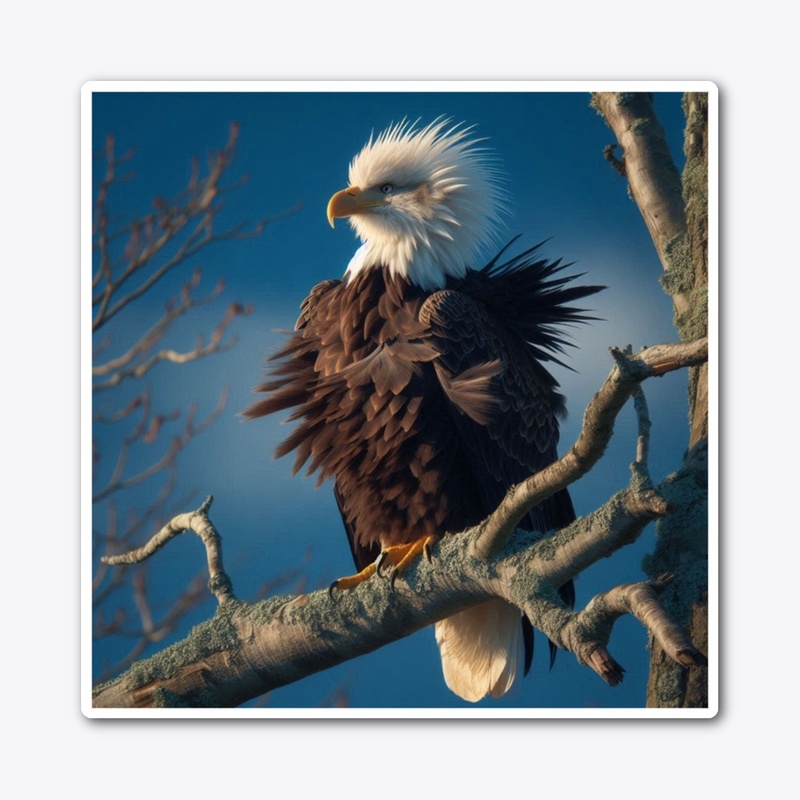 Eagle standing on a tree branch