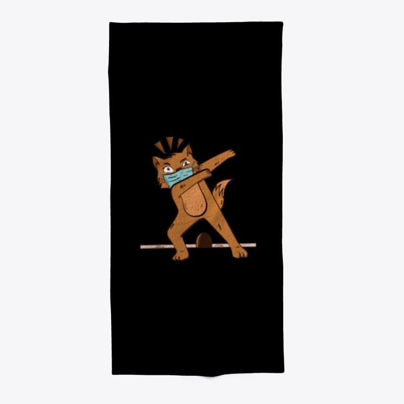 Pet cat in covid-19 mask funny cartoon